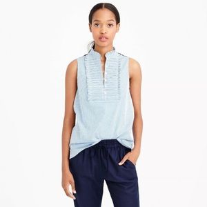 J. Crew Petite Pleated Sleeveless Striped Bib Top